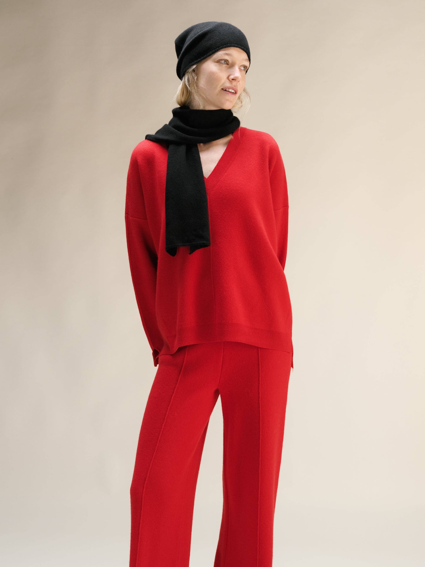 Berretto in misto cashmere a maglia tridimensionale