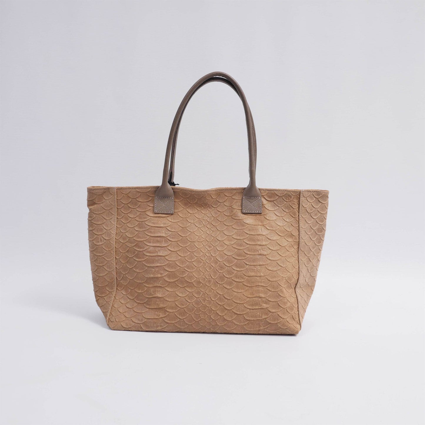 Borsa tote in pelle con texture serpente