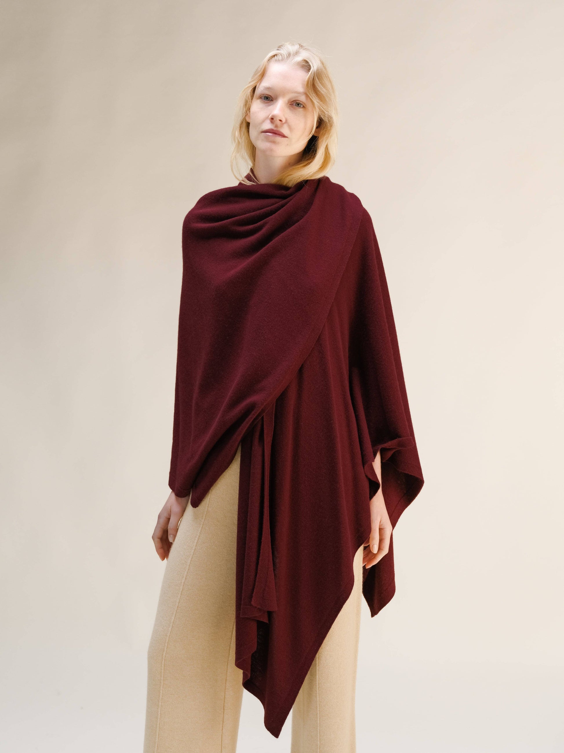 Maxi mantella in misto cashmere