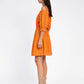 Abito corto off-shoulder in cotone sangallo arancione