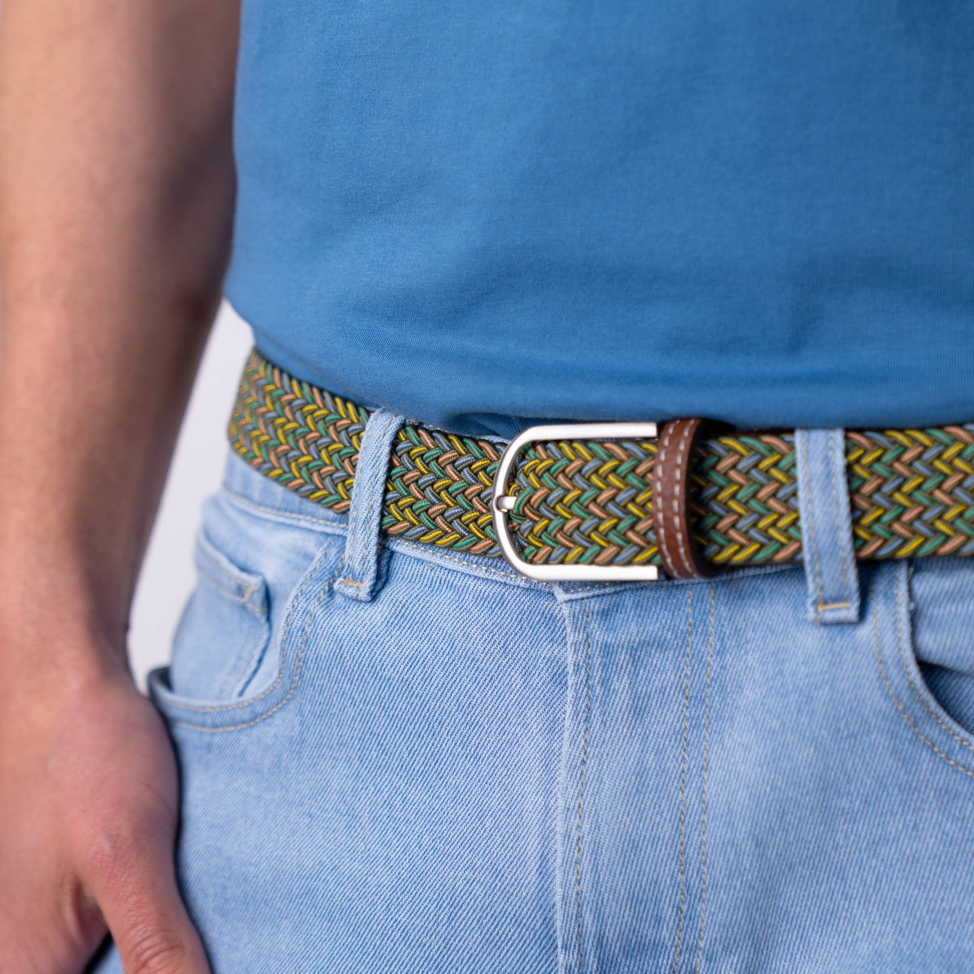 Cintura elastica intrecciata multicolore Belfast