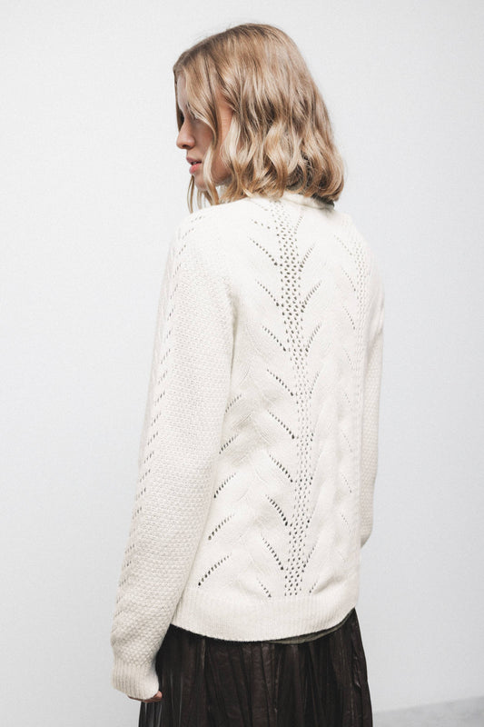 Maglione in maglia strutturata traforata girocollo