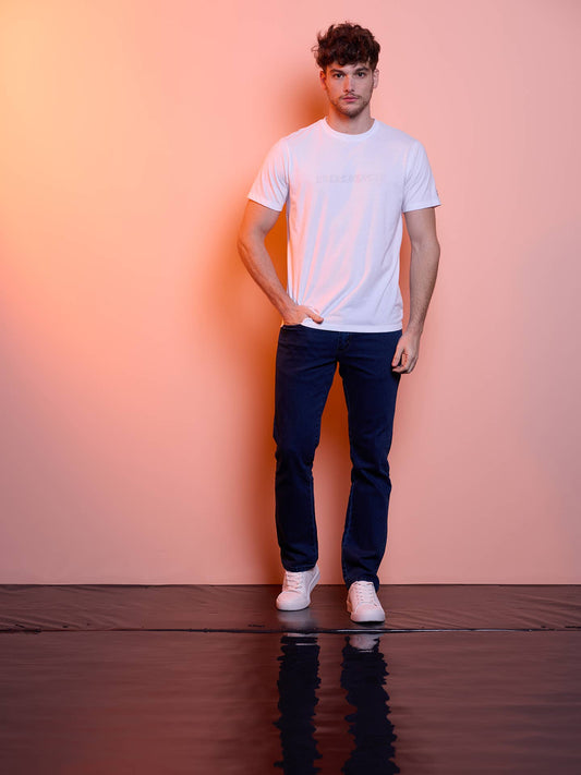 T-shirt uomo in cotone e poliestere con lettering tono su tono