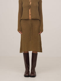 Gonna midi in maglia Exile verde oliva