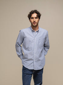 Camicia uomo a righe in cotone misto