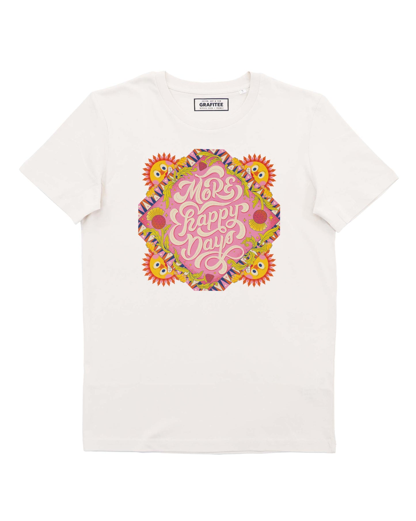 T-shirt unisex More Happy Days con grafica messaggio