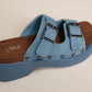 Sandali platform in denim con zeppa alta