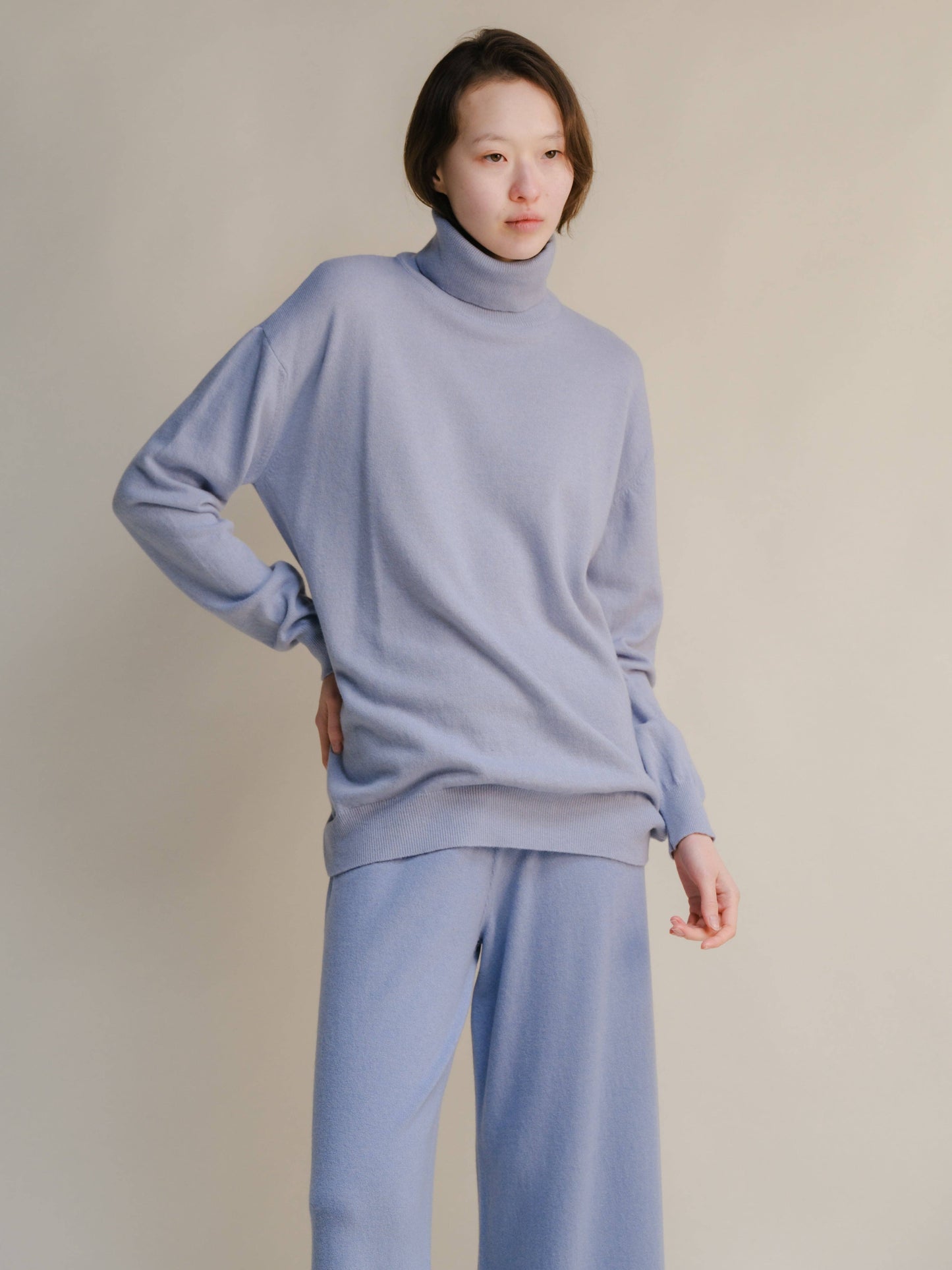 Maglione dolcevita classico in misto cashmere