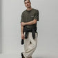 T-shirt corta oversize oliva in cotone organico