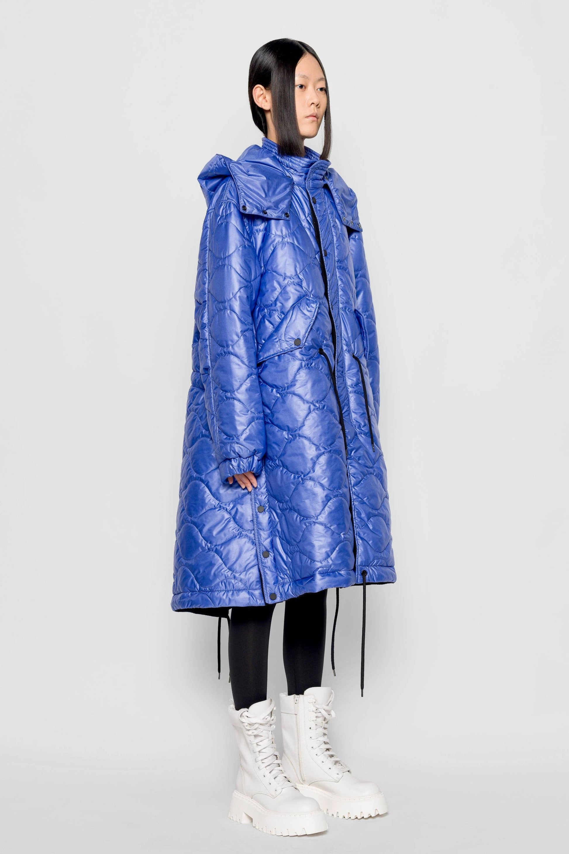 Parka oversize viola con cappuccio staccabile