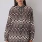 Camicia oversize in cotone con stampa ikat