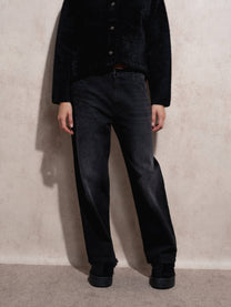 Jeans donna a vita alta in denim nero