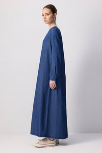 Abito lungo effetto denim in cotone