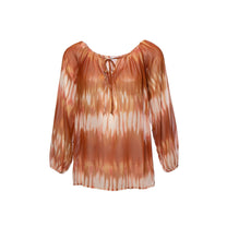 Blusa tie-dye con scollo arricciato e laccetto
