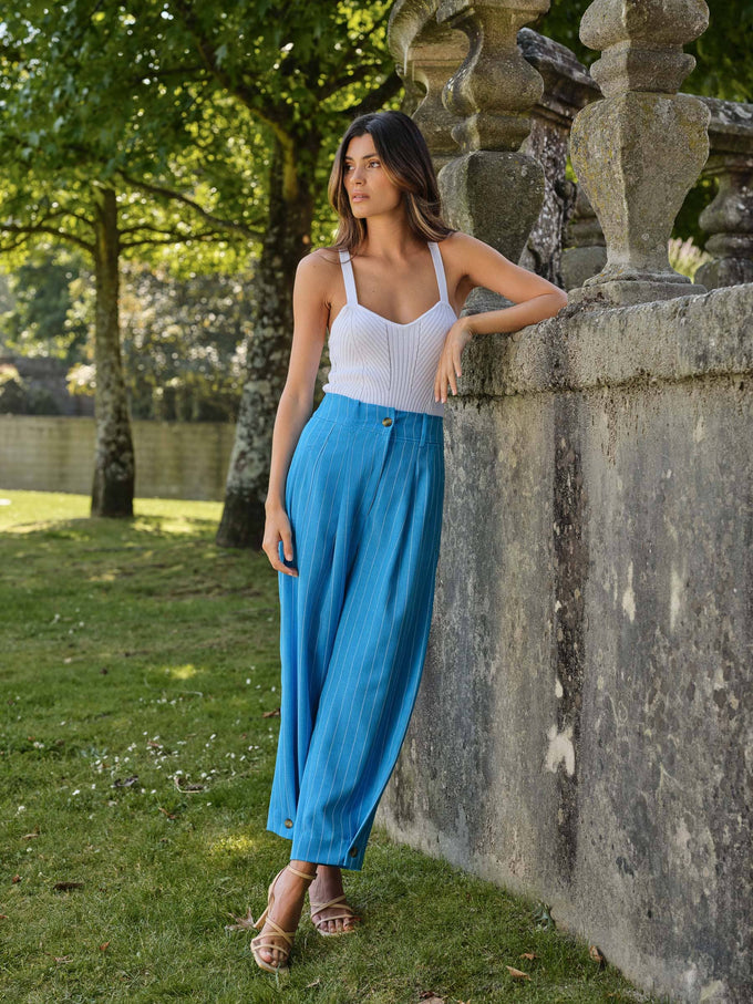 Pantaloni a righe a vita alta