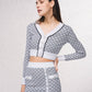 Cardigan corto in maglia jacquard con bottoni