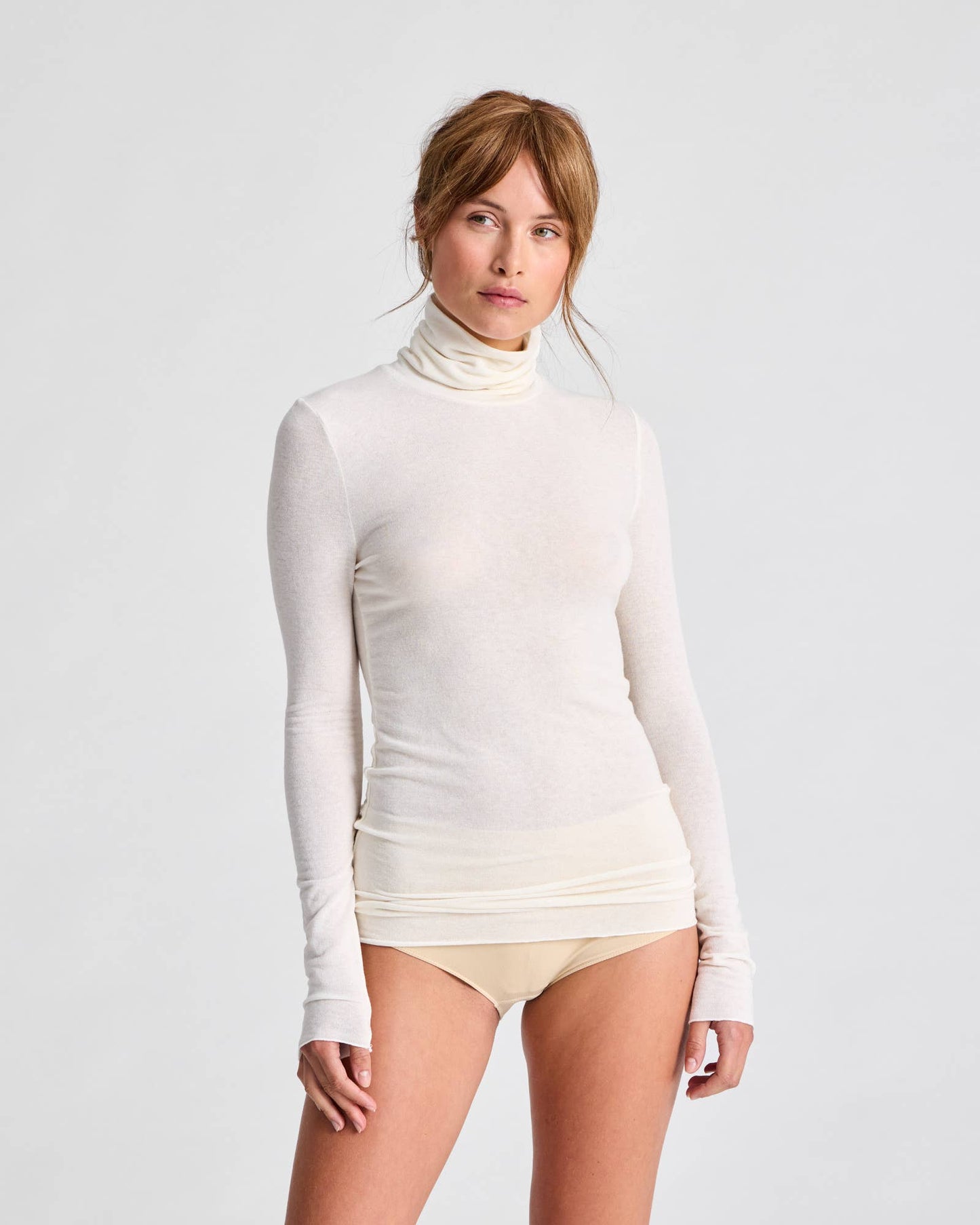 Maglia dolcevita Anna in lana bianco sporco