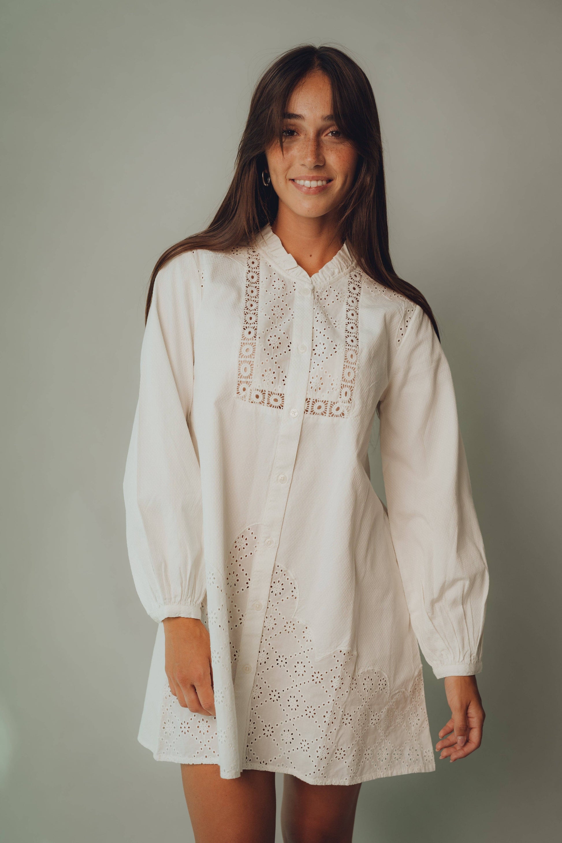 Vestito midi floreale con maniche a sbuffo