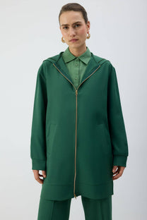 Giacca lunga con cappuccio e zip
