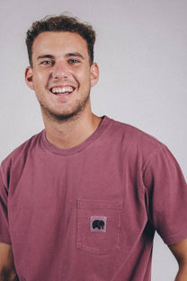 T-shirt Garza tinta a pigmento Rosso Garnacha