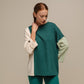 Maglia donna color block con bottoni ai polsi