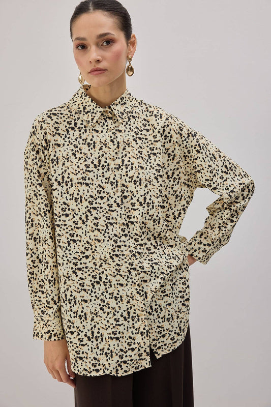 Camicia oversize a stampa mini leopardata