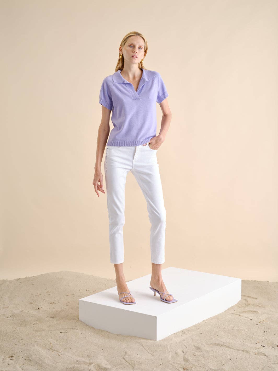 Pantaloni slim bianchi in cotone stretch