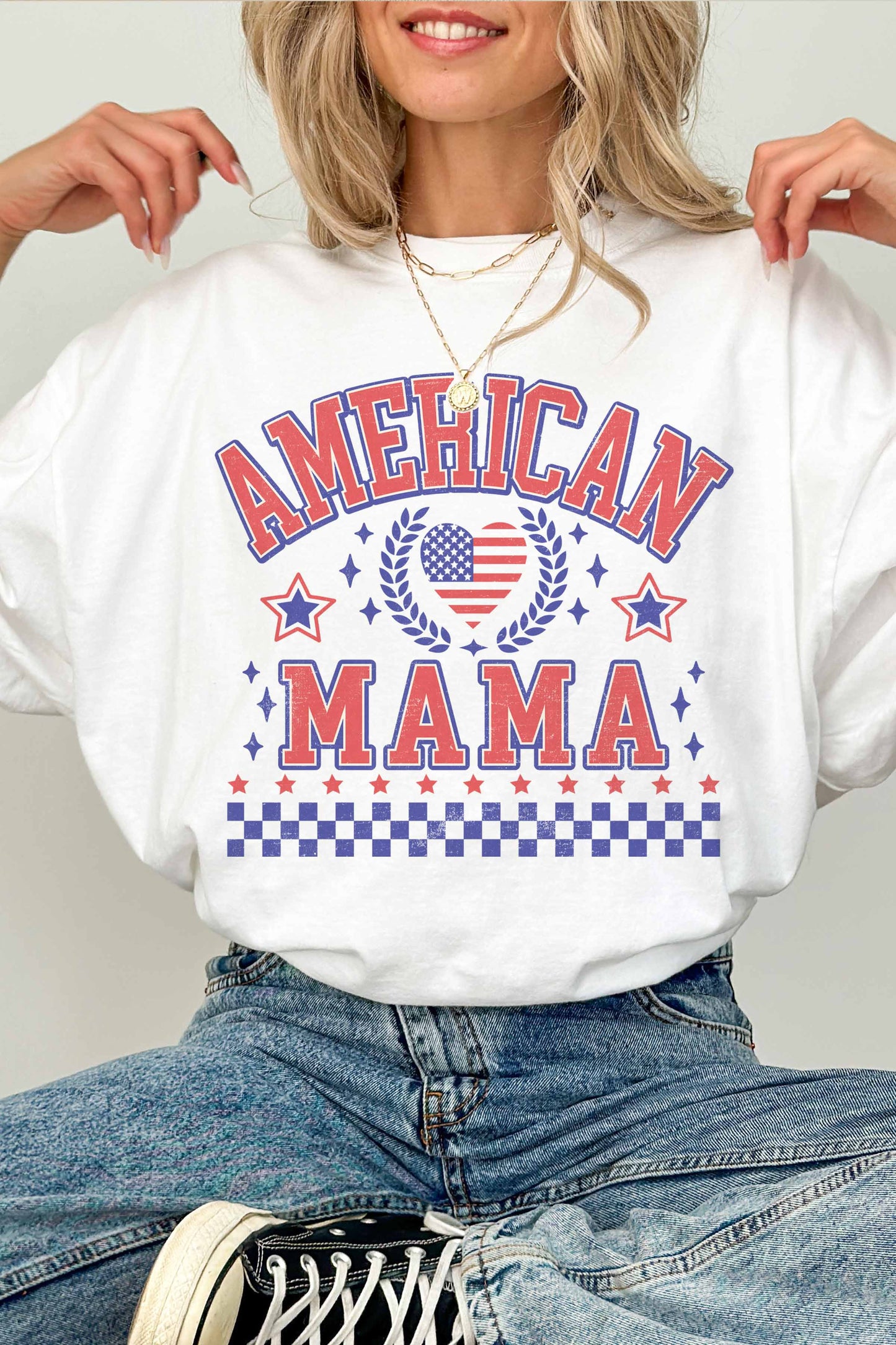 T-shirt oversize con grafica American Mama