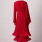 Abito lungo elegante in chiffon plissettato con maniche fluide