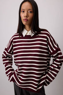 Maglione a righe bordeaux oversize