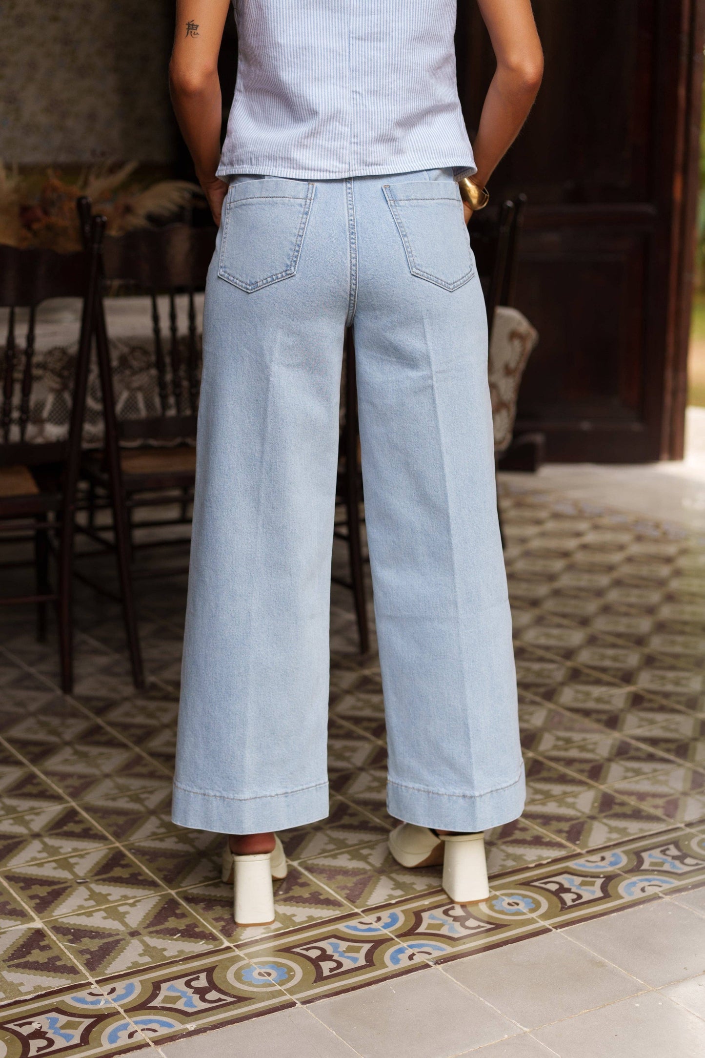 Jeans Basile a gamba larga a vita alta