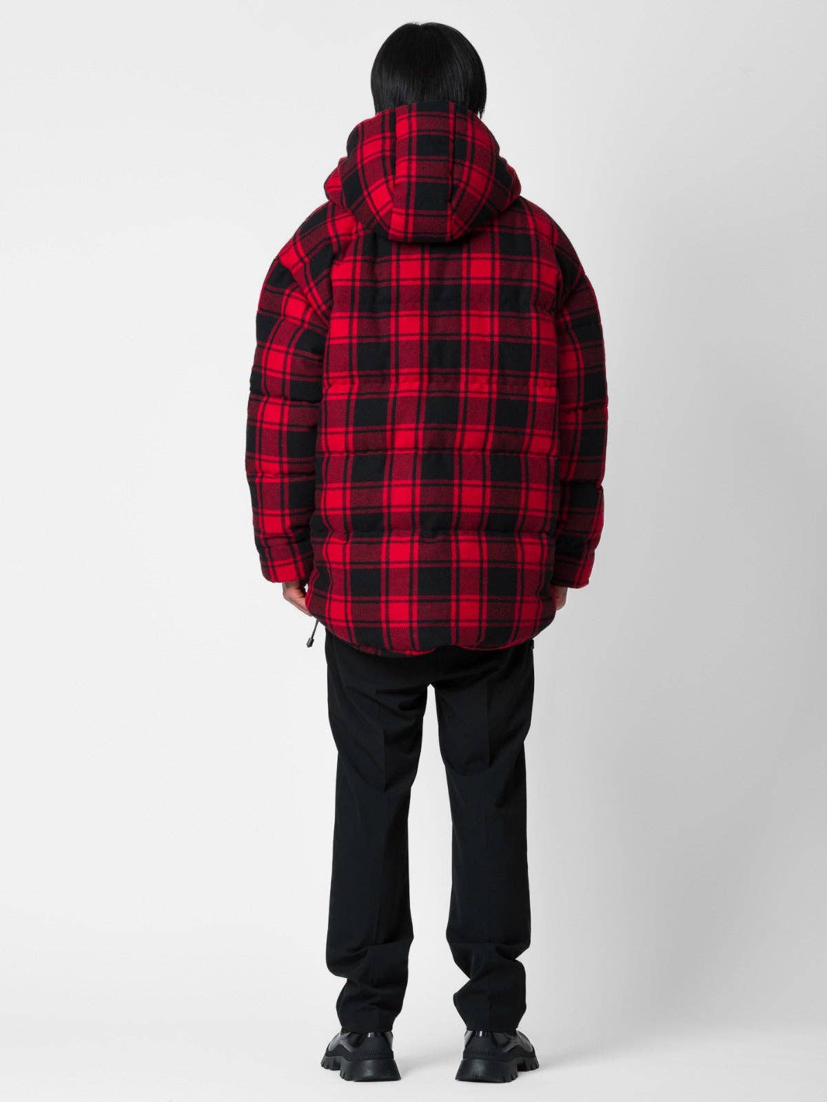 Parka Tartan Imbottito con Cappuccio Rimovibile