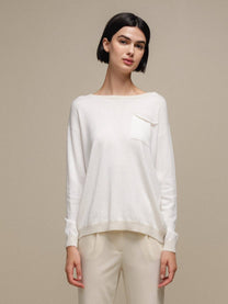 Maglione in maglia donna con taschino applicato