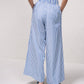 Pantaloni palazzo a righe con vita elasticizzata e laccio