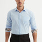 Camicia azzurra comfort a quadri tartan easy iron