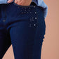 Jeans skinny cropped con strass