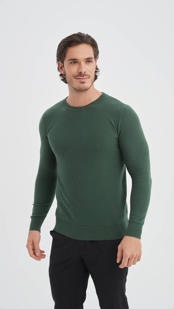 Felpa girocollo in cotone piqué verde menta