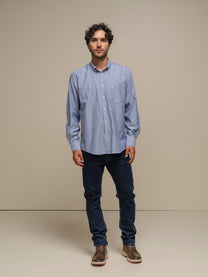 Camicia uomo a righe in cotone misto