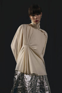 Camicia asimmetrica in popeline di cotone