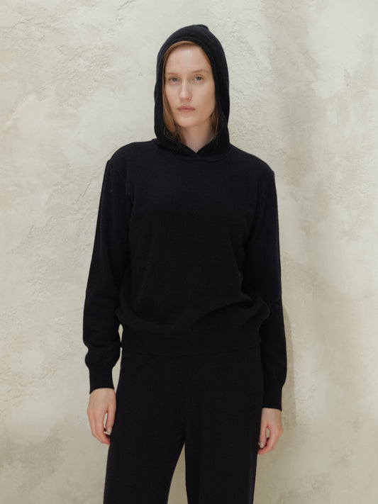 Felpa con cappuccio in maglia Cashmere Mix