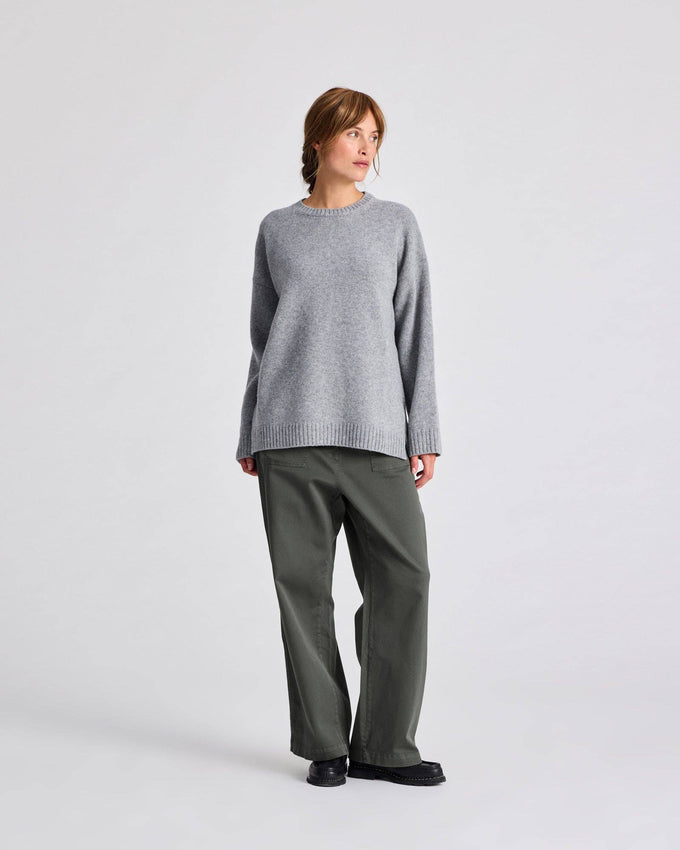 Maglione Emely in lana d’agnello biologica GOTS grigio mélange