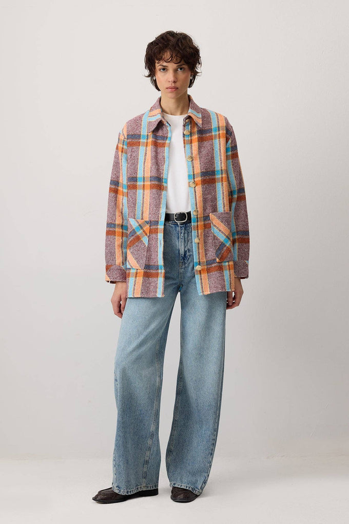 Giacca overshirt a quadri multicolor