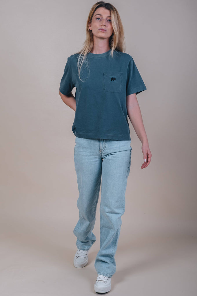 T-shirt donna Garceta tinta a pigmenti verde olmo
