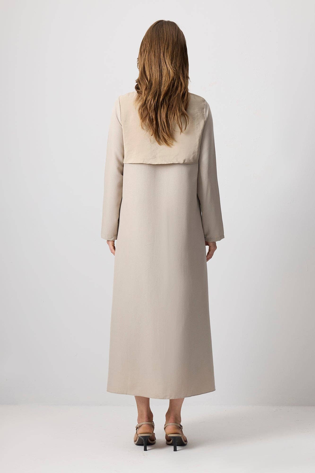Abito maxi testurizzato stile chemisier