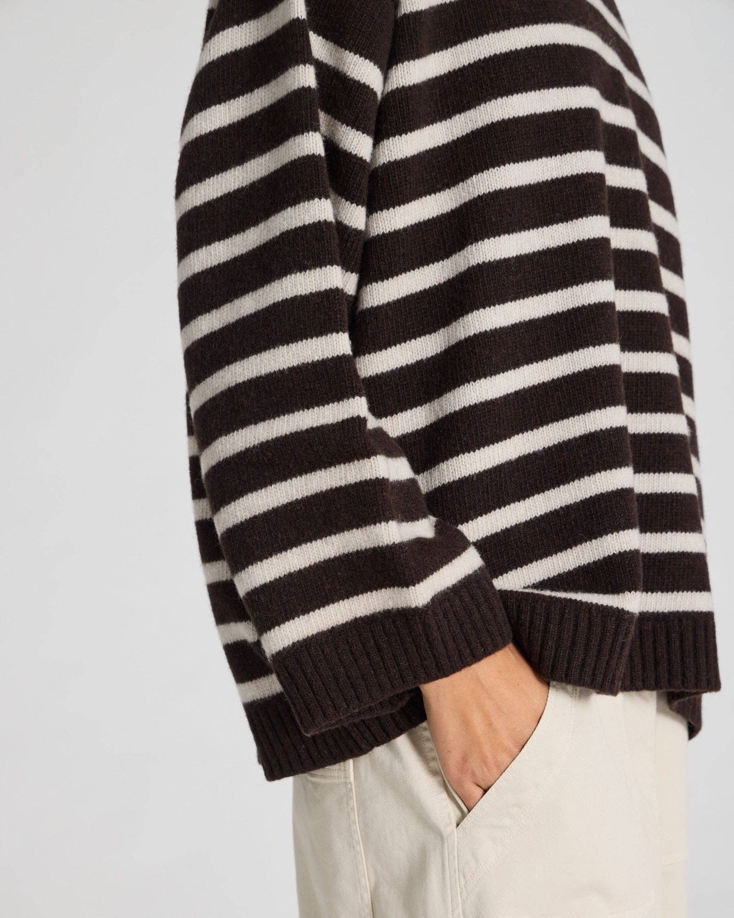 Maglione oversize a righe in lana d’agnello Barbera