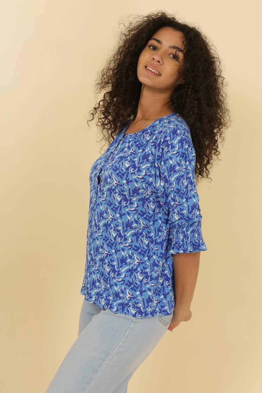 Blusa Teddy stampata in viscosa