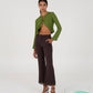 Blusa corta verde con fiocchi e volant