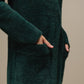 Cappotto cardigan in maglia con cappuccio verde