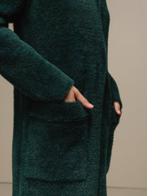 Cappotto cardigan in maglia con cappuccio verde