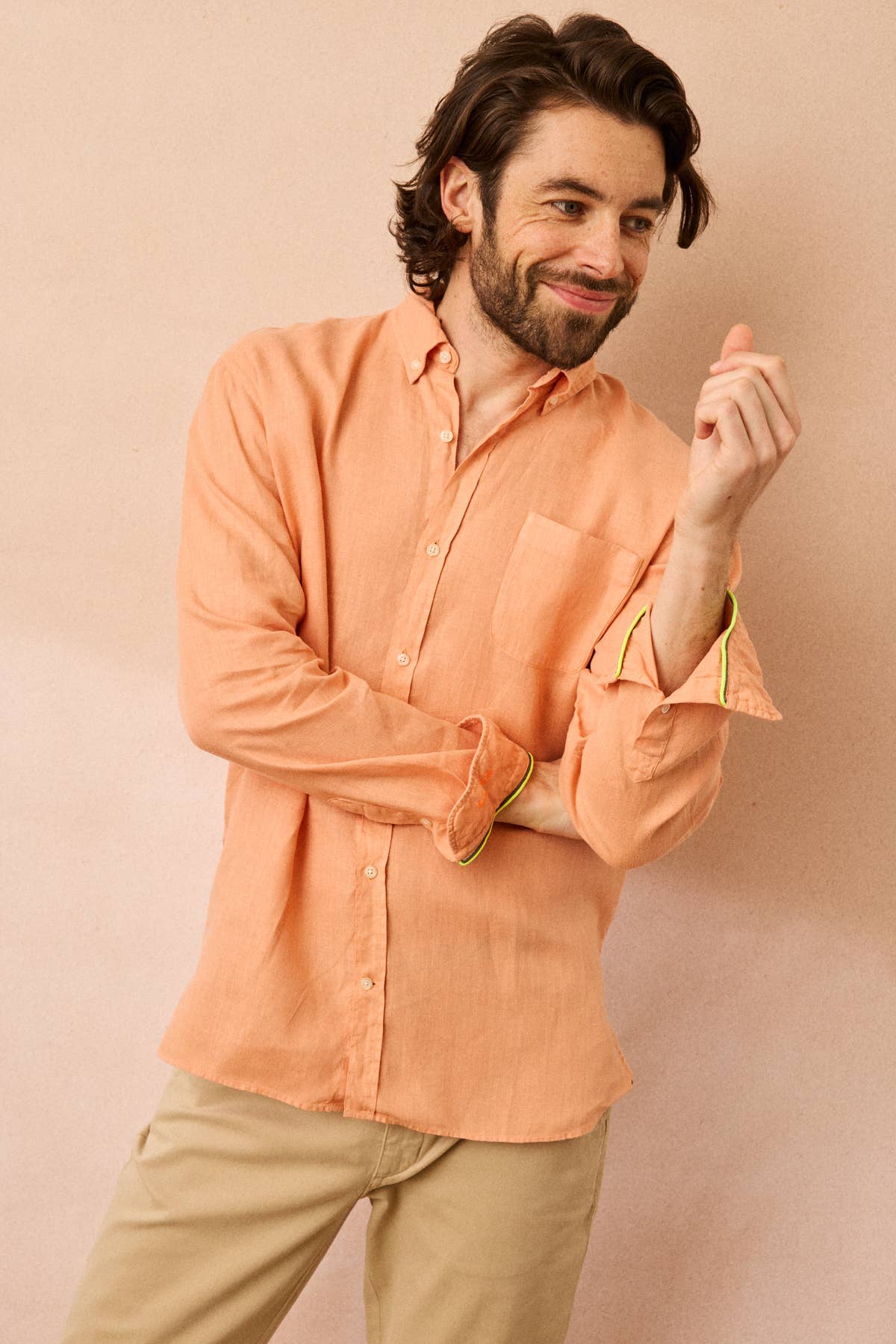 Camicia in lino Bali con dettagli fluo